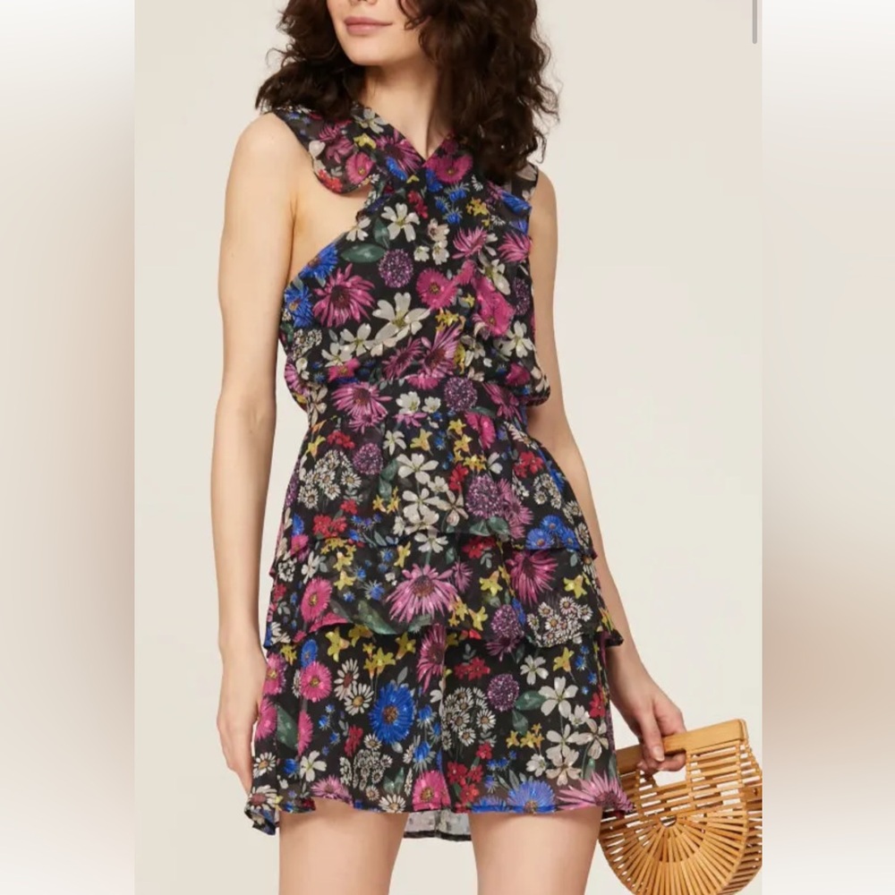 Slate & Willow Floral Multi-Color Tiered Dress
